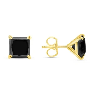 Pendientes negros princesa de 3,5 quilates oro amarillo liso 14 K empuj hacia atrás Martini - Imagen 1 de 3