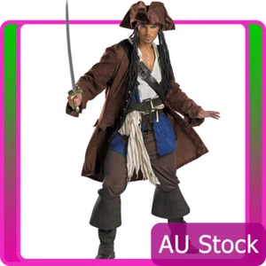 Mens Pirates Of The Caribbean Captain Jack Sparrow Costume Book Week Adult - Picture 1 of 3