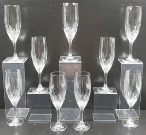 9 Cristal D'Arques Durand Juan Fluted Champagne Glasses Set Clear Cut Etched Lot - Picture 1 of 24
