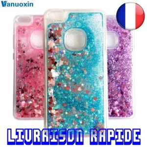 Coque Plastique Souple HUAWEI P10 - Pailette Coeur Violet Rose Cadeau  - Photo 1 sur 2