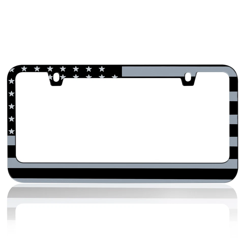 Marco de matrícula de bandera estadounidense mate de metal de acero inoxidable resistente Foto 1 de 4