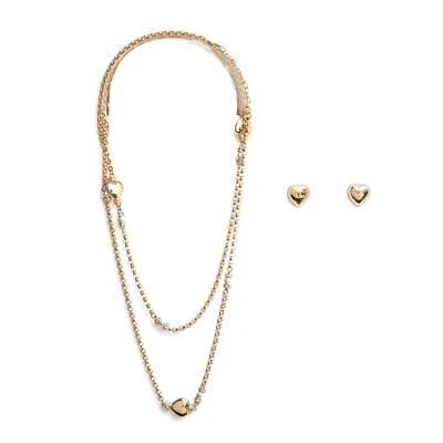 Chanel 2024 Set Necklace Necklace Boucles CC Heart Chain Necklace and Studs Set - Image 1 of 4