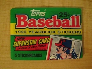 1990 Topps Baseball Yearbook Sticker Sealed Wax Pack - Picture 1 of 2