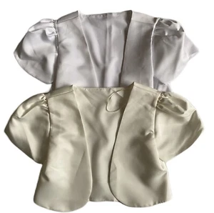 Flower Girl First Holy Communion Short Bolero White Ivory Jacket Wrap 2-10 Yrs - Picture 1 of 10