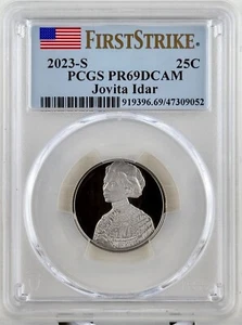 Jovita Idar Quarter PR 69 DCAM PCGS Revestido 2023 25c First Strike Envío Gratis - Imagen 1 de 2
