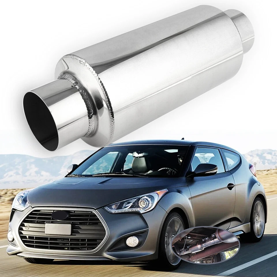 Resonador de escape de 2,5" de 12" de longitud de acero inoxidable para Hyundai Veloster 1,6 L 2,0 L Foto 1 de 4