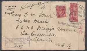 Canada - Aug 24, 1942 Creston, BC Censored Registration Cover to States - Picture 1 of 2
