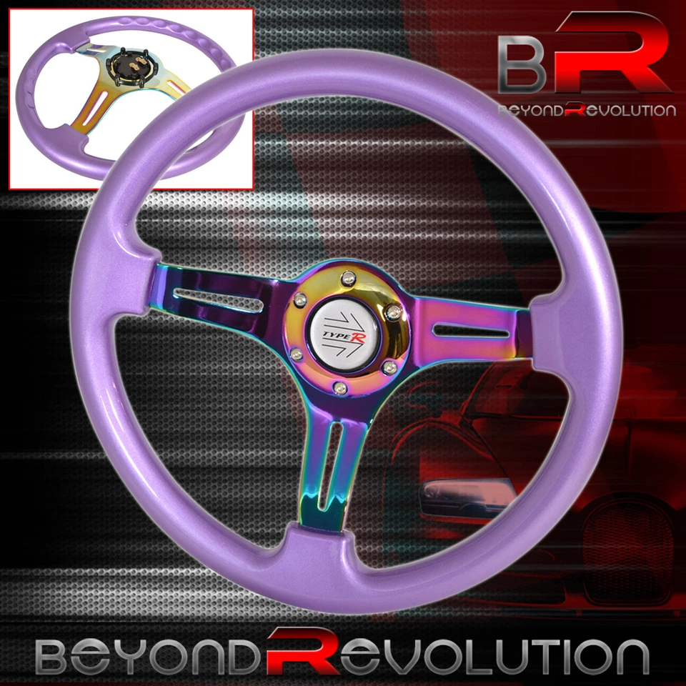 Para Audi Volve Euro Púrpura Neo Cromo Volante Rayas Agujeros Tipo R Bocina Foto 1 de 1