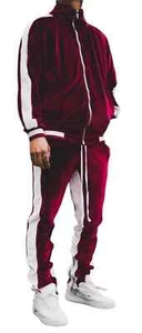 Tuta uomo velluto, bordeaux urban street wear jogging set 2 pezzi - Foto 1 di 3