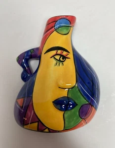 Vaso tascabile in miniatura ispirato a Muzeum Picasso magnete colorato arte astratta 3" H - Foto 1 di 12