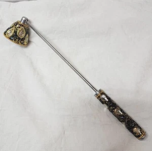 Chrome 10” Stone Beaded Gemstone  Handle Candle  Incense Snuffer Bohemian  - Picture 1 of 5