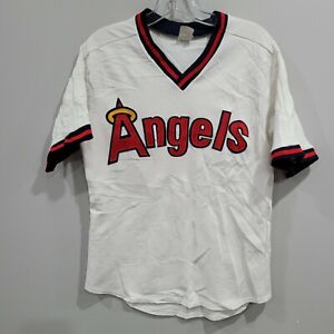 Vintage 80s Anaheim California Angels Pullover  Baseball Jersey Mens M White