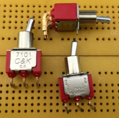 5A SPDT Toggle Switch On-On Latching PCB Right Angle C&K 7101 Multi Qty - Image 1 of 4