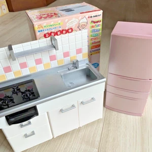 2set Re-Ment Miniature Dollhouse refrigerator sink kitchen - Picture 1 of 10