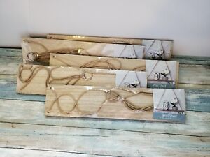 Wooden Hanging Floating Shelves with String Rope - 5 Pack
