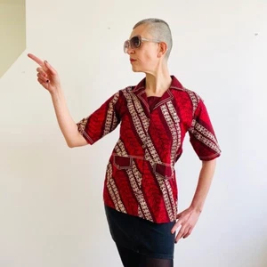 Rare Vintage Tiki Style Woman Hawaiian Summer Shirt / Perfect condition - Picture 1 of 12