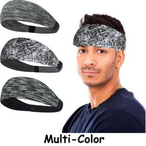 Men Women Cooling Headband Sweatband Stretch Sweat Elastic Yoga Sport Hairband - Picture 1 of 19