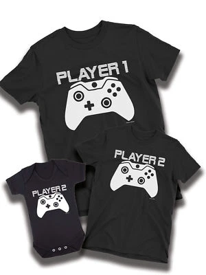 Игрок 1 2 геймер папа Kids мужской Baby матч футболка комплект папа сын девочка - Изображение 1 из 4
