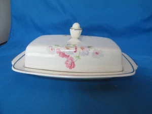 Vintage Homer Laughlin Virginia Rose 2 Piece Covered Butter Dish Holds 1/2 lb - Picture 1 of 7