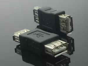 2x USB 2.0 A Female to Female Coupler Adapter Converter Joiner Black - Picture 1 of 3
