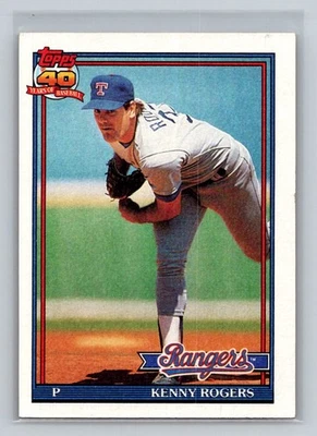 1991 Topps #332 Kenny Rogers Texas Rangers Baseball Card - Image 1 of 2