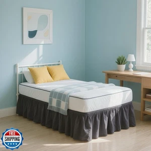 Vocander Dark Grey Queen Size Bed Skirt 12 Inch Drop Easy to Put On,Elastic W - Picture 1 of 5