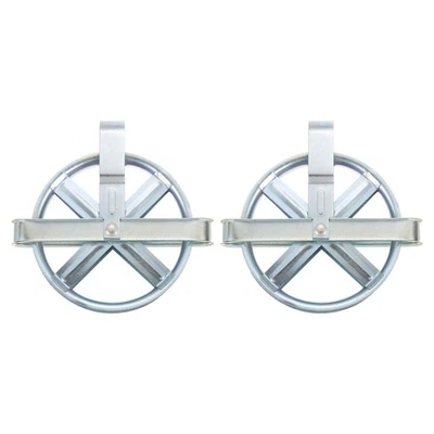 Polea tendedero de 5" con rueda y eje plateado de aleación de hierro duradero 2 piezas Foto 1 de 4