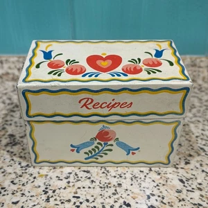 Vintage MCM Dose Rezept Karte Datei Box mit 100 neuen leeren Karten und Teilern 3"x5" - Bild 1 von 10