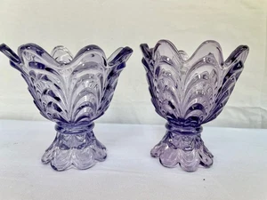 2 Fenton Lavender Art Glass 2 Way Tulip Votive - Candle Holders 4.5"H Mint! - Picture 1 of 4