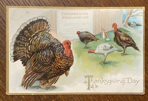 Big Turkey & Babies Vintage Thanksgiving Proclamation TUCK Emb Postcard! - Picture 1 of 2