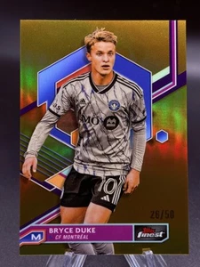 2023 Topps Finest MLS #37 Bryce Duke Gold Refractor #/50 SP CF Montreal - Picture 1 of 2