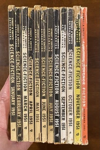 Astounding Science Fiction 1951 Full Year Complete Hubbard Asimov Schmitz - Picture 1 of 5