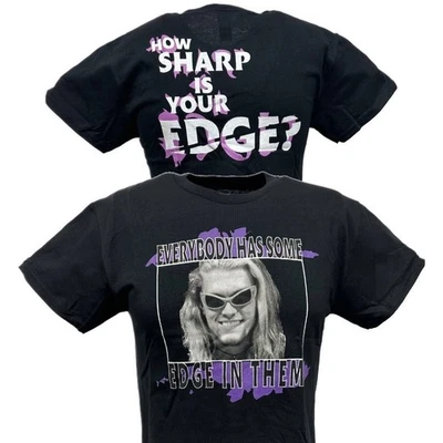 Camiseta negra Edge WWF How Sharp Is Your Edge para hombre Foto 1 de 4