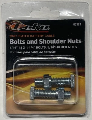 Top Post Battery Cable Bolts And Shoulder Nuts 5/16" - 18 Deka East Penn 00324 - Image 1 of 2