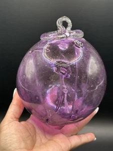 Vintage Rare Large Purple Witch Ball Hand Blown Art Glass Decor Sphere Orb 6” - Picture 1 of 5
