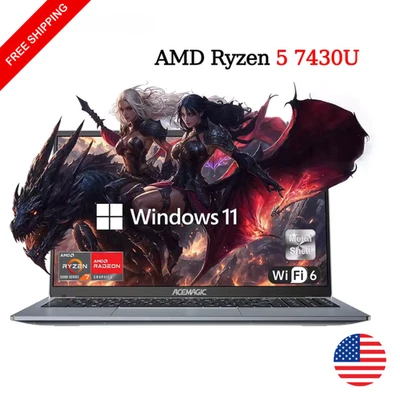15.6" FHD Laptop AMD Ryzen 5 7430U 16GB RAM 512GB SSD Win11 Pro Notebook - Image 1 of 4