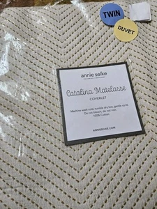 Annie Selke Pine Cone Hill Catalina Matelasse Cotton Blanket Twin NWT - Picture 1 of 3