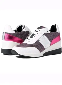 Michael Kors Mabel Sneakers Mesh Trainer Merlot Multi White Pink MK Size 9 - Picture 1 of 7