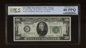 DBR 1928-B $20 DGS FRN Chicago Fr. 2052-Gdgs PCGS-B XF-40 PPQ Serial G13782267A - Picture 1 of 2