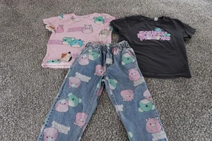 H&M Squishmallows Shirt Pants Youth 8-10 Pink Black Denim Koala Dragon Cat Set - Picture 1 of 23