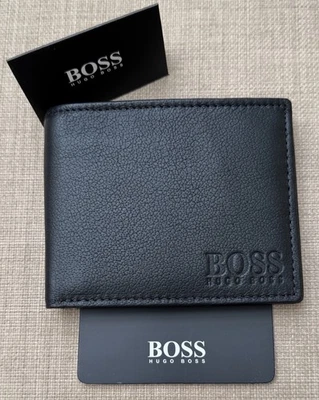 Hugo Boss Men's Black Leather Bifold Wallet for Credit Cards and Notes - Image 1 of 4
