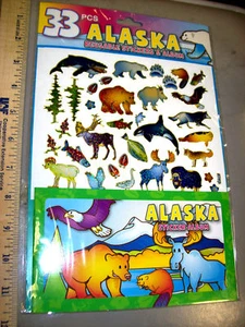 33 Alaska Stickers & sticker album with 5 AK scenes! fun scrap book decal set - Picture 1 of 2