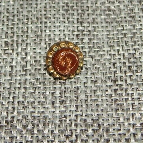 Antique Vtg Waistcoat Button Orange Glass Apx: 7/16"~#113-E Cover