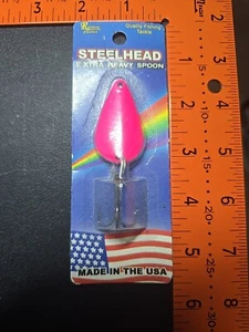 Fishing Lure NEW Steelhead Heavy Duty Spoon RAINBOW PLASTICS Treble USA - Picture 1 of 3