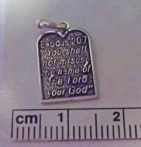 20% off Flaw! Sterling Silver 17x11mm Religious 3rd Third Commandment Charm - Picture 1 of 1