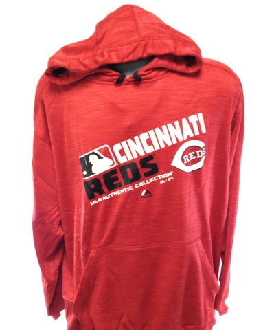 Mens Majestic Therma Base Cincinnati Reds MLB Fleece Pullover Baseball Hoodie Cover