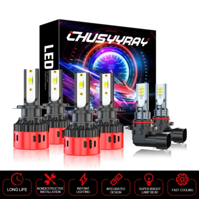 For Jaguar XJ8 1998-2003 Combo 6x LED Headlight High/Low + Fog Light Bulbs Kit - Image 1 of 4