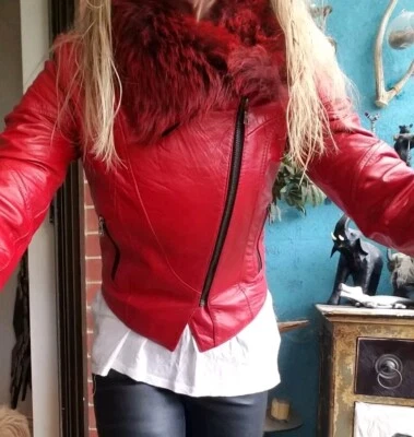 Prada Sheepskin Leather Fur Jacket Coat Sz M - Image 1 of 4