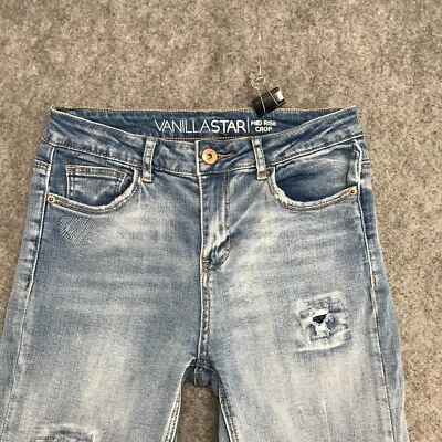 Pantalones Cortos Estrella Vainilla Juniors Talla 5 Destruidos Tiro Medio Cortado Hágalo Usted Mismo Cortado Parcheado Foto 1 de 4