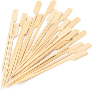 6 Inch Bamboo Skewers 100PCS Appetizer Toothpicks Wide Flat Paddle Bamboo Wood P - Picture 1 of 12